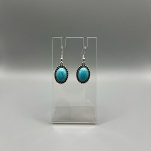 Turquoise Oval Drop Earrings - Handmade E0128C